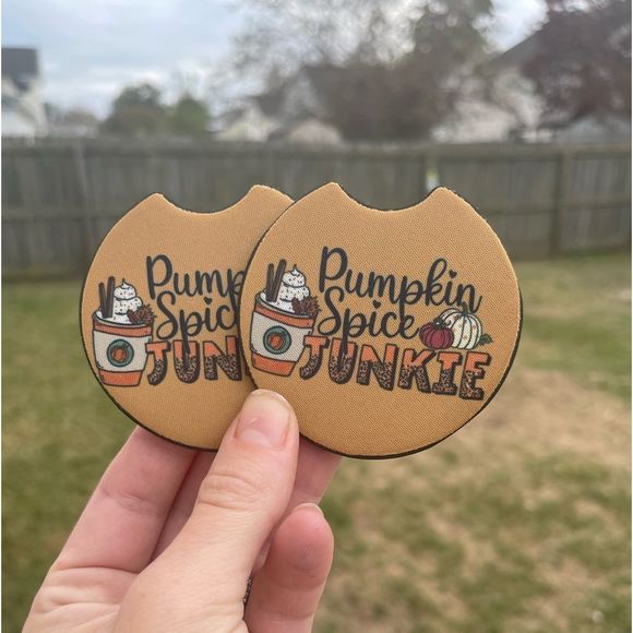 Pumpkin Spice Junkie Car Coasters - Picture 7 of 14